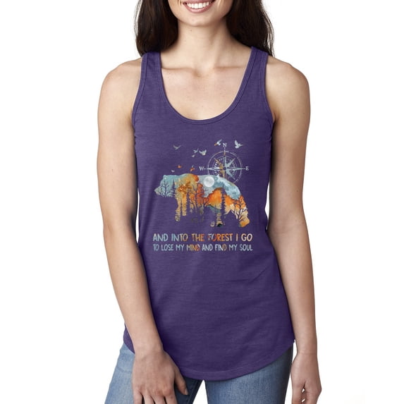 Wild Bobby, And Into The Forest I Go To Lose My Mind, Animal Lover, Women Racerback Tank Top, Purple Rush, Medium