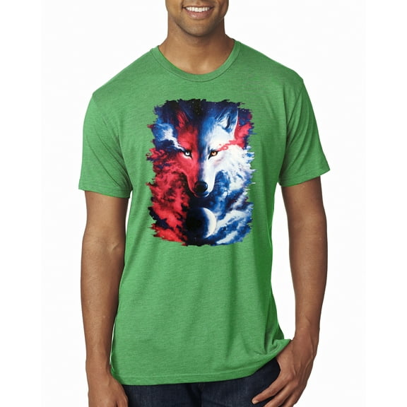 Wild Bobby, Artic Wolf Light Dark Good Bad Moon | Mens Animal Lover Premium Tri Blend T-Shirt, Envy, X-Large