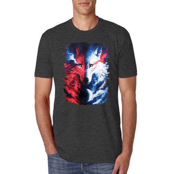 Wild Bobby, Artic Wolf Light Dark Good Bad Moon | Mens Animal Lover Premium Tri Blend T-Shirt, Vintage Black, Medium