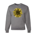 thumbnail image 1 of Wild Bobby, Artsy Cheetah Leopard Print Sunflower, Fashion, Unisex Crewneck Graphic Sweatshirt, Heather Grey, Small, 1 of 3