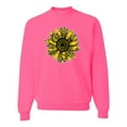 thumbnail image 1 of Wild Bobby, Artsy Cheetah Leopard Print Sunflower, Fashion, Unisex Crewneck Graphic Sweatshirt, Neon Pink, 3XL, 1 of 3