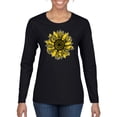 thumbnail image 1 of Wild Bobby, Artsy Cheetah Leopard Print Sunflower, Fashion, Women Graphic Long Sleeve Tee, Black, Small, 1 of 3
