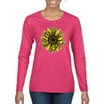 thumbnail image 1 of Wild Bobby, Artsy Cheetah Leopard Print Sunflower, Fashion, Women Graphic Long Sleeve Tee, Fuschia, 2XL, 1 of 3