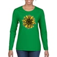thumbnail image 1 of Wild Bobby, Artsy Cheetah Leopard Print Sunflower, Fashion, Women Graphic Long Sleeve Tee, Kelly, Medium, 1 of 3