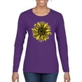 thumbnail image 1 of Wild Bobby, Artsy Cheetah Leopard Print Sunflower, Fashion, Women Graphic Long Sleeve Tee, Purple, Medium, 1 of 3