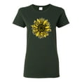 thumbnail image 1 of Wild Bobby, Artsy Cheetah Leopard Print Sunflower, Fashion, Women Graphic Tee, Forest Green, Large, 1 of 3