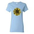 thumbnail image 1 of Wild Bobby, Artsy Cheetah Leopard Print Sunflower, Fashion, Women Graphic Tee, Light Blue, Medium, 1 of 3