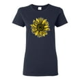 thumbnail image 1 of Wild Bobby, Artsy Cheetah Leopard Print Sunflower, Fashion, Women Graphic Tee, Navy, 2XL, 1 of 3