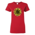 thumbnail image 1 of Wild Bobby, Artsy Cheetah Leopard Print Sunflower, Fashion, Women Graphic Tee, Red, 3XL, 1 of 3