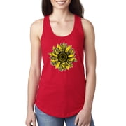 Wild Bobby, Artsy Cheetah Leopard Print Sunflower, Fashion, Women Racerback Tank Top, Red, Small