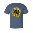 thumbnail image 1 of Wild Bobby,Artsy Cheetah Leopard Print Sunflower, Streetwear, Garment-Dyed Washed Look Short Sleeve T-Shirt, Navy, Small, 1 of 3