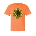 thumbnail image 1 of Wild Bobby,Artsy Cheetah Leopard Print Sunflower, Streetwear, Garment-Dyed Washed Look Short Sleeve T-Shirt, Neon Orange, Large, 1 of 3