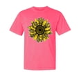 thumbnail image 1 of Wild Bobby,Artsy Cheetah Leopard Print Sunflower, Streetwear, Garment-Dyed Washed Look Short Sleeve T-Shirt, Neon Pink, Large, 1 of 3