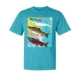 thumbnail image 1 of Wild Bobby, Atlantic Chum Sakeye Salmon, Fish, Trio Garment-Dyed Washed Look Short Sleeve Tees, Blue Lagoon, Small, 1 of 3