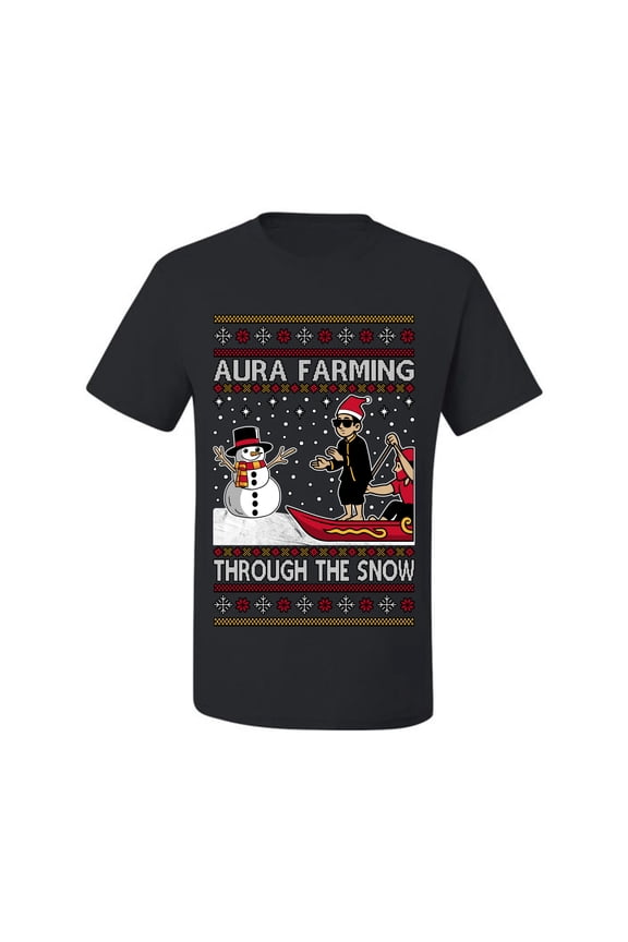 Aura Farming Through The Snow Meme Sweater | Holiday Men Tee