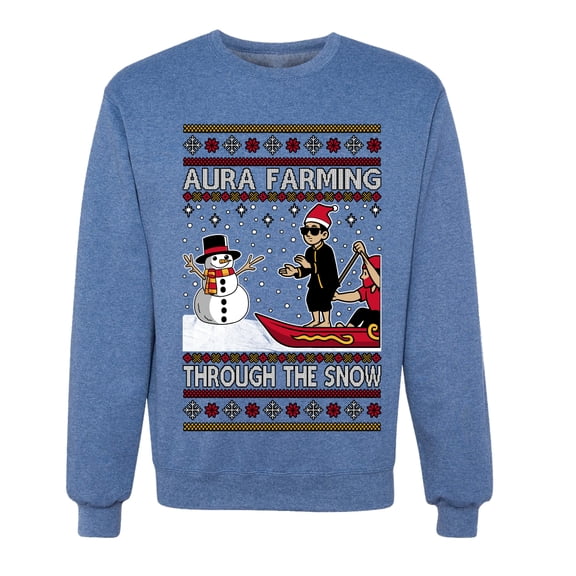 Wild Bobby Aura Farming Through The Snow Meme Unisex Sweater | Holiday Crewneck Sweatshirt