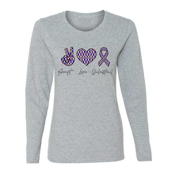 Wild Bobby Autism Accept Love Understand Autism Awareness Women Graphic Long Sleeve Tee