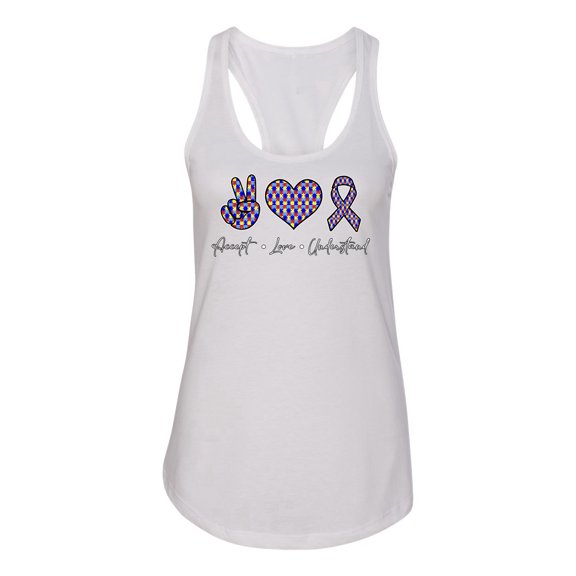 Wild Bobby Autism Accept Love Understand Autism Awareness Women Racerback Tank Top