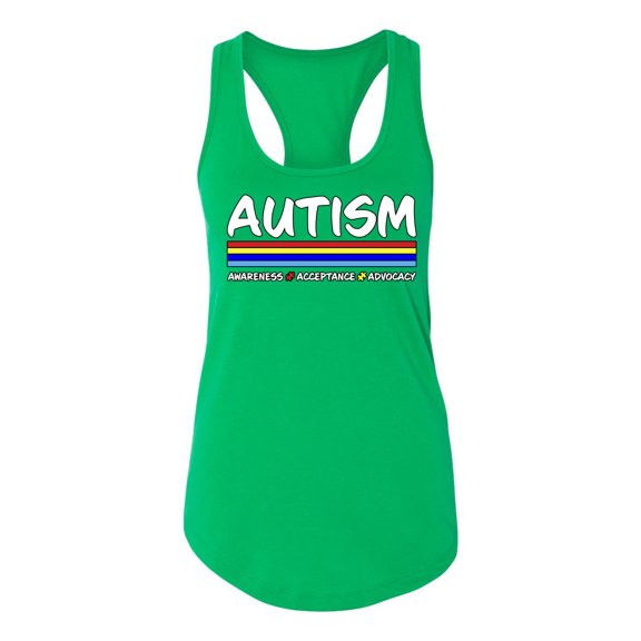 Wild Bobby Autism Awarness Acceptance Advocacy Autism Awareness Women Racerback Tank Top