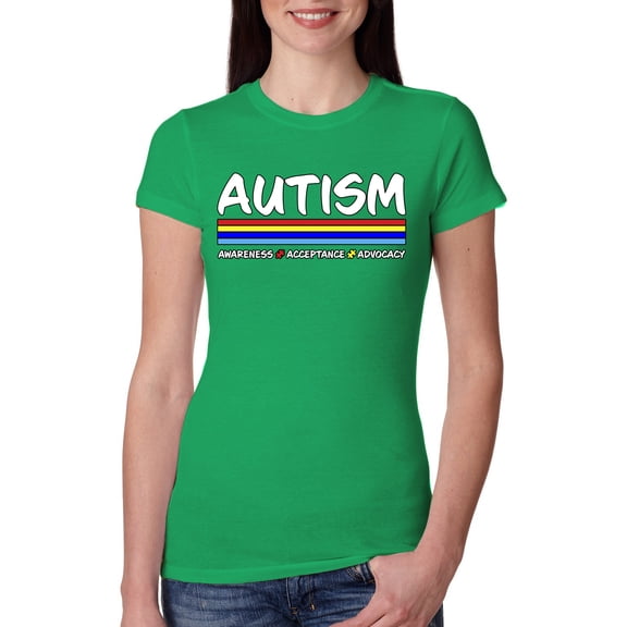 Wild Bobby Autism Awarness Acceptance Advocacy Autism Awareness Women Slim Fit Junior Tee