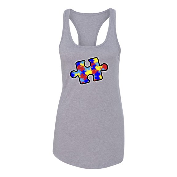 Wild Bobby Autism Awarness Big Puzzle Symbol Autism Awareness Women Racerback Tank Top