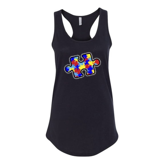 Wild Bobby Autism Awarness Big Puzzle Symbol Autism Awareness Women Racerback Tank Top