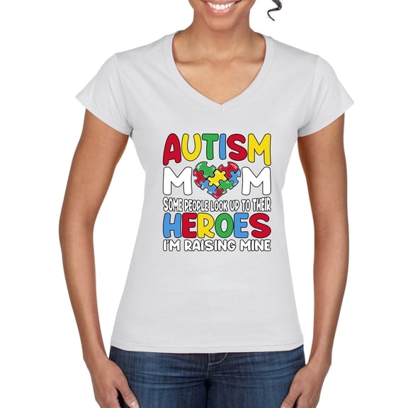 Wild Bobby Autism Mom Support Heroes I'm Raising Mine Women Standard V-Neck Tee