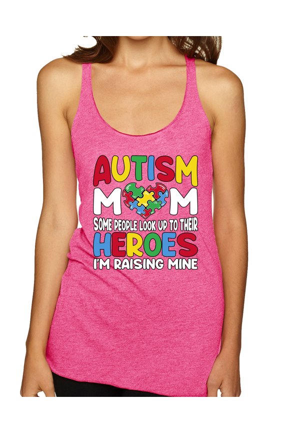 Autism Mom Support Heroes I'm Raising Mine Women Tri-Blend Racerback Tank Top