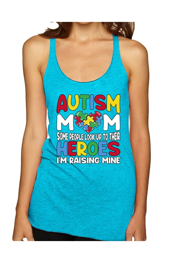 Autism Mom Support Heroes I'm Raising Mine Women Tri-Blend Racerback Tank Top