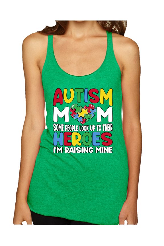 Autism Mom Support Heroes I'm Raising Mine Women Tri-Blend Racerback Tank Top