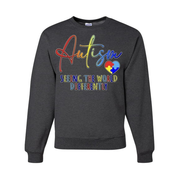 Wild Bobby Autism Seeing The World Different Autism Awareness Unisex Crewneck Sweatshirt