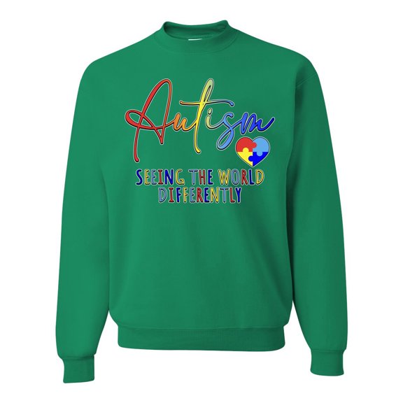 Wild Bobby Autism Seeing The World Different Autism Awareness Unisex Crewneck Sweatshirt