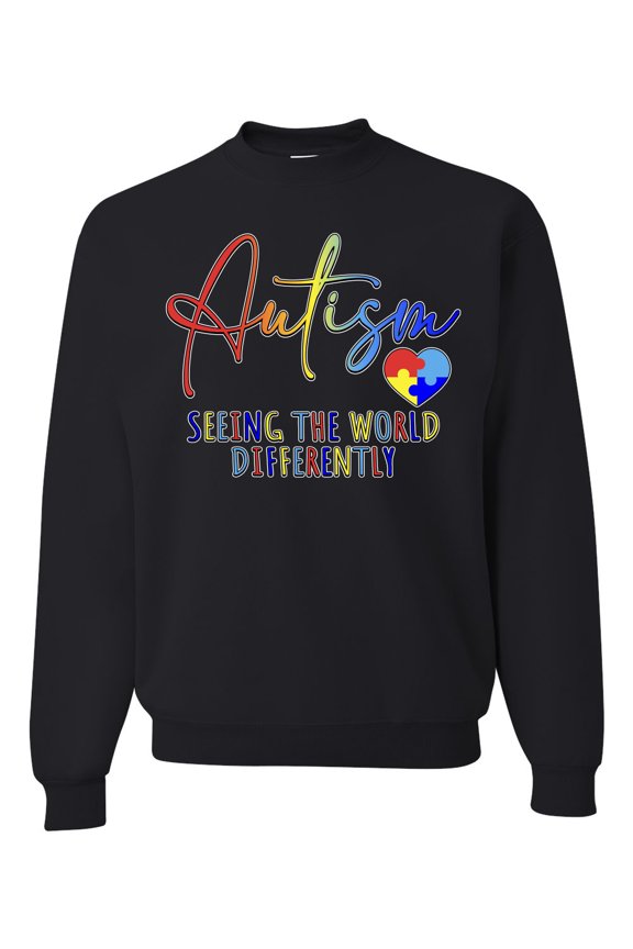 Autism Seeing The World Different Autism Awareness Unisex Crewneck Sweatshirt
