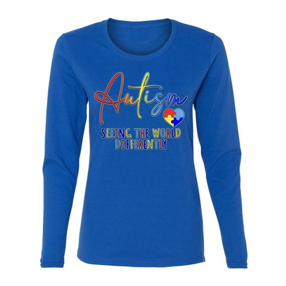 Wild Bobby Autism Seeing The World Different Autism Awareness Women Graphic Long Sleeve Tee