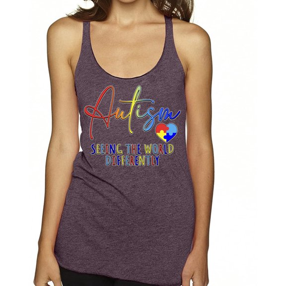 Wild Bobby Autism Seeing The World Different Autism Awareness Women Tri-Blend Racerback Tank Top