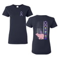 thumbnail image 1 of Wild Bobby Autism Sister Tshirt Vintage American Flag Puzzle Autism Ribbon Autism Awareness Front and Back Women Graphic Tee, 1 of 5