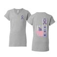 thumbnail image 1 of Wild Bobby Autism Sister Tshirt Vintage American Flag Puzzle Autism Ribbon Autism Awareness Front and Back Women Standard V-Neck Tee, 1 of 5