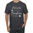 thumbnail image 1 of Wild Bobby Autumn Leaves and Pumpkins Please Black and White Distress Filter Halloween Men Tee, Charcoal, Medium, 1 of 6