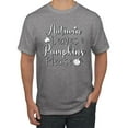 thumbnail image 1 of Wild Bobby Autumn Leaves and Pumpkins Please Black and White Distress Filter Halloween Men Tee, Heather Grey, Small, 1 of 6