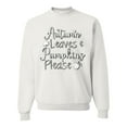 thumbnail image 1 of Wild Bobby Autumn Leaves and Pumpkins Please Black and White Distress Filter Halloween Unisex Crewneck Sweatshirt, White, XX-Large, 1 of 6