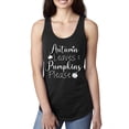 thumbnail image 1 of Wild Bobby Autumn Leaves and Pumpkins Please Black and White Distress Filter Halloween Women Racerback Tank Top, Black, X-Large, 1 of 6