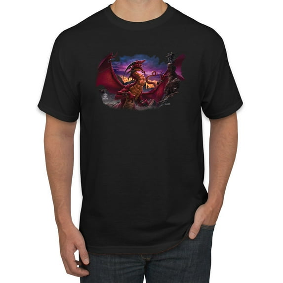Wild Bobby, Awaken the Dragon Mythical Medieval Beast, Pop Culture, Men Graphic Tees, Black, 2XL