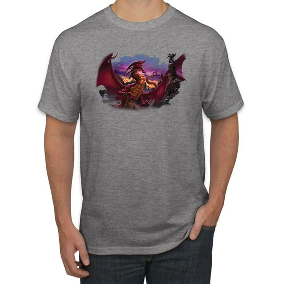 Wild Bobby, Awaken the Dragon Mythical Medieval Beast, Pop Culture, Men Graphic Tees, Heather Grey, Medium