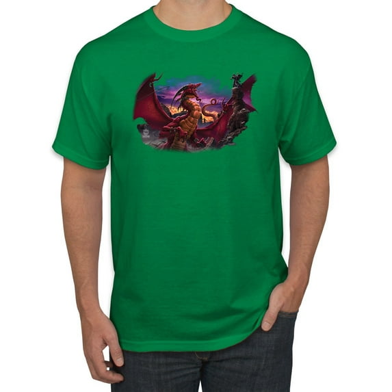 Wild Bobby, Awaken the Dragon Mythical Medieval Beast, Pop Culture, Men Graphic Tees, Kelly, 4XL
