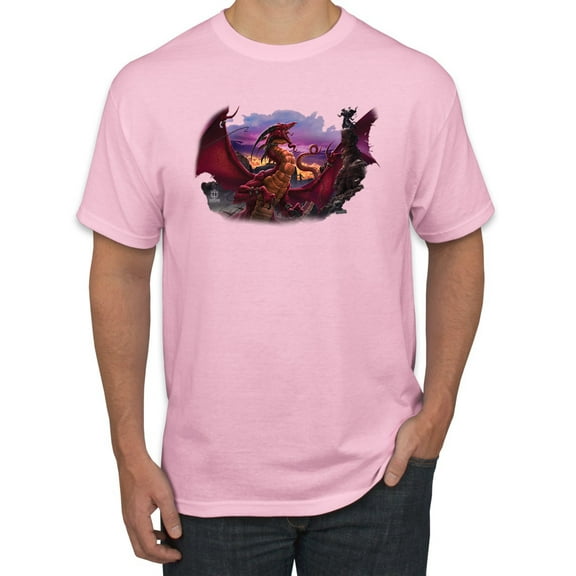 Wild Bobby, Awaken the Dragon Mythical Medieval Beast, Pop Culture, Men Graphic Tees, Light Pink, Small