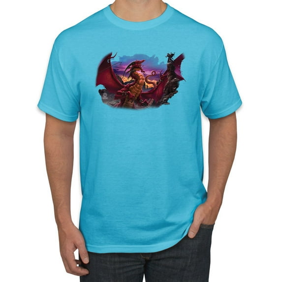 Wild Bobby, Awaken the Dragon Mythical Medieval Beast, Pop Culture, Men Graphic Tees, Light Turquoise, 4XL