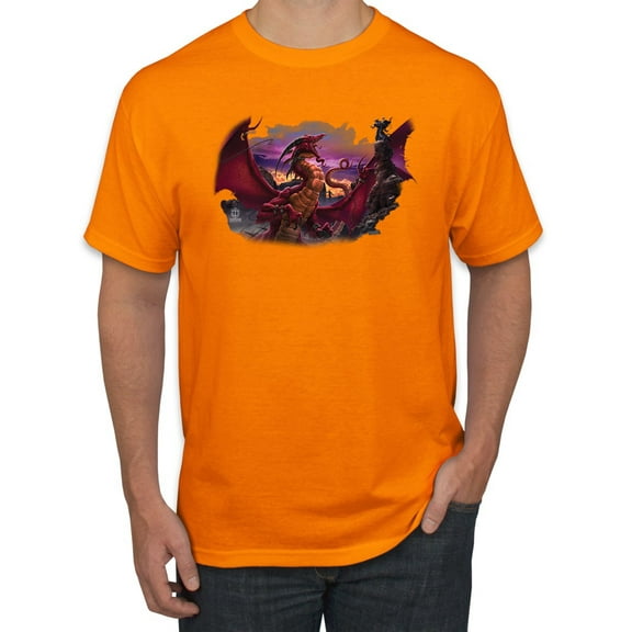 Wild Bobby, Awaken the Dragon Mythical Medieval Beast, Pop Culture, Men Graphic Tees, Orange, Small