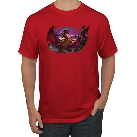 Wild Bobby, Awaken the Dragon Mythical Medieval Beast, Pop Culture, Men Graphic Tees, Red, Large