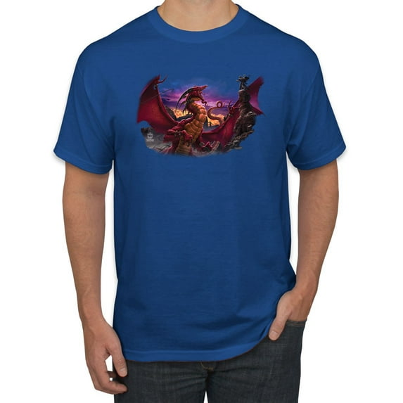 Wild Bobby, Awaken the Dragon Mythical Medieval Beast, Pop Culture, Men Graphic Tees, Royal, X-Large