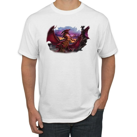 Wild Bobby, Awaken the Dragon Mythical Medieval Beast, Pop Culture, Men Graphic Tees, White, Large